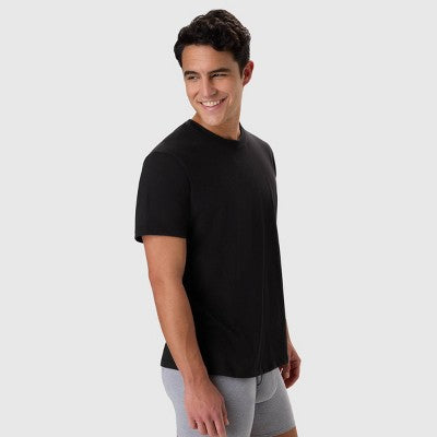 Hanes Men's 5pk T-Shirt Undershirts, Premium Everyday Tee Midweight Crewneck Shirt Pack, Wicking - Black M