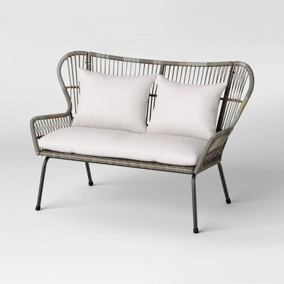 Steel and Wicker Latigo Rust Resistant Outdoor Patio Loveseat Arm Chair Gray - Threshold (LOCAL PICKUP ONLY)