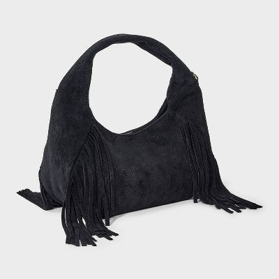 Soft Fringe Crescent Handbag - Universal Thread Black