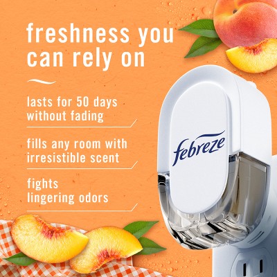 Febreze Odor-Fighting Plug Air Freshener Dual Refill Juicy Summer Peaches - 2ct: Oil, Electric, Air Freshener Refills