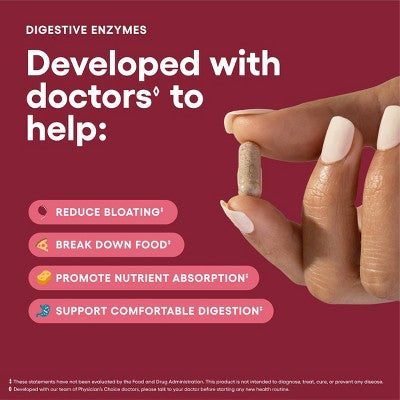 Physician's Choice Digestive Enzyme Probiotic Capsules - 30ct: 2 Billion CFUs, Probiotic and Prebiotic Blends