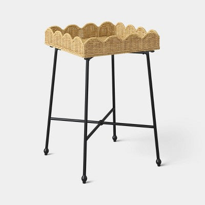 Woven Rattan Scallop Side Table - Fully Assembled (LOCAL PICKUP ONLY)