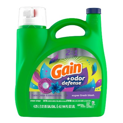 Gain Liquid Odor Defense Laundry Detergent - Super Fresh Blast - 144 fl oz