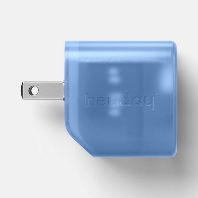 Dual Port 20W Translucent Jelly Wall Charger - heyday Peri-Blue: USB & USB-C Ports