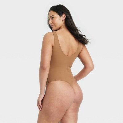 Women's Luxe Stretch Boatneck Thong Bodysuit L