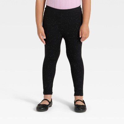 Toddler Girls' Shimmer Leggings - Cat & Jack Black 3T