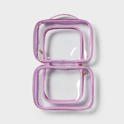 Double Sided Travel Bag - Clear/Purple