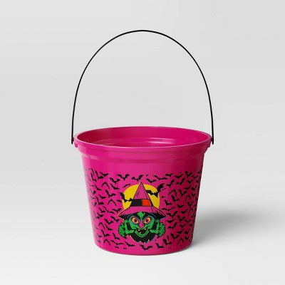 7.64" Witch Halloween Plastic Trick or Treat Pail Dark Pink - Hyde and EEK! Boutique
