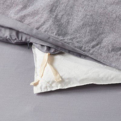 King Cotton Linen Chambray Duvet Cover & Sham Set Navy - Threshold: Woven Midweight Fabric, Zipper Closure