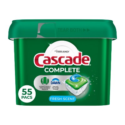 Cascade Fresh Scent Complete ActionPacs Dishwasher Detergents - 55ct