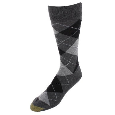 Gold Toe Men's Carlyle Argyle Crew Dress Socks (Pack of 3), Black