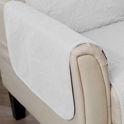 Reversible Quilted Sofa Furniture Protector - Great Bay Home(Recliner, White / Stone Gray)