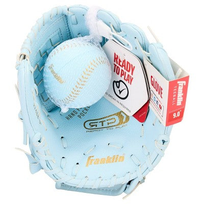 Franklin Sports 9" T Ball Glove with Ball Right Handed Thrower - Carolina Blue