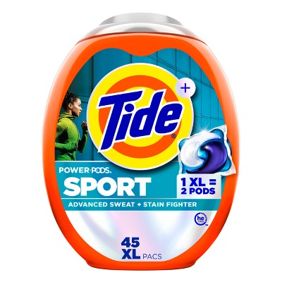 Tide Sport Power Pods HE Compatible Febreze Odor Eliminator Laundry Detergent Soap Pacs - 45ct