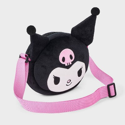 Kuromi Girls' Plush Purse - Black/Pink