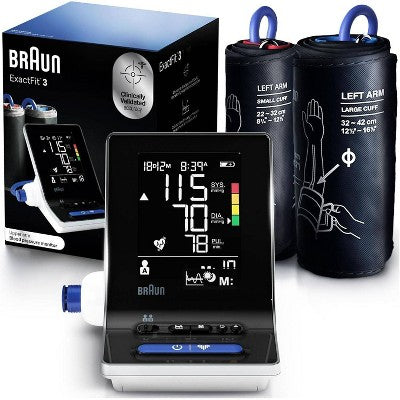 Braun ExactFit 3 Upper Arm Blood Pressure Monitor For Home Use - 2 Cuff Sizes
