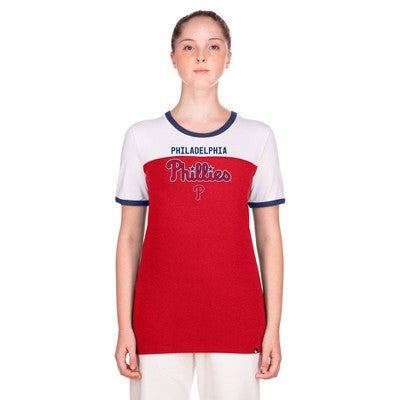 MLB Philadelphia Phillies Women's Bi-Blend Ringer T-Shirt - L