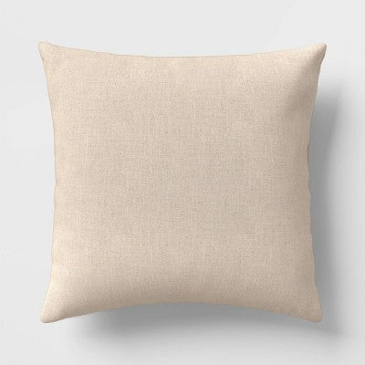 Oversized Square Cotton Boucle Reversible Throw Pillow with Linen Caramel - Threshold (LOCAL PICKUP ONLY)