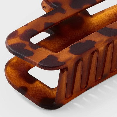 Open Rectangle Jumbo Claw Hair Clip - Universal Thread Brown: Tortoise Print, Fashion Accessory
