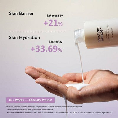 haruharu wonder Black Rice Probiotics Barrier Essence - 4.05 fl oz: Moisturizing, Skin Tone Improvement, Plumping, Soothing