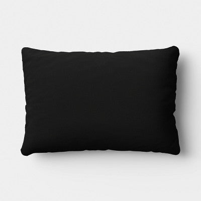 14"x20" Solid Textural Woven Lumbar Pillow Black - Threshold