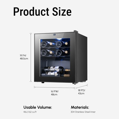Yeego Mini Wine Fridge Refrigerator, 12 Bottle Counter Top Wine Cooler (LOCAL PICKUP ONLY)