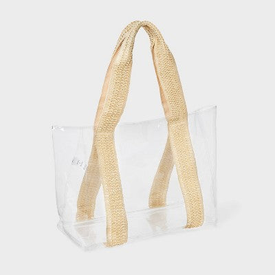 Wipeable Tote Handbag - Shade & Shore Clear: TPU Shell, Double Handle, Unstructured Design