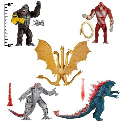 MonsterVerse Titans vs Titans 5 Pk Battle Set - Godzilla Evolved, Kong with B.E.A.S.T. Glove, King Ghidorah with Whiplash Action Figures