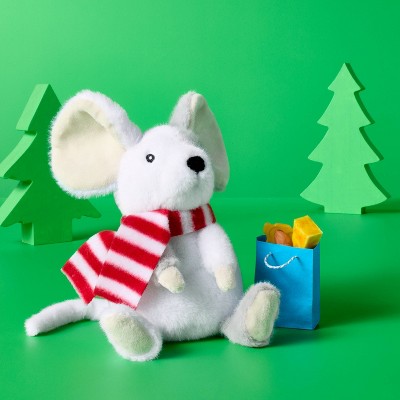 7'' Mouse White and Gray with Striped Scarf Stuffed Animal - Gigglescape