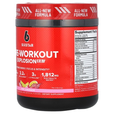 SIXSTAR Pre-Workout Explosion 2.0, Pink Lemonade , 9.63 oz (273 g)
