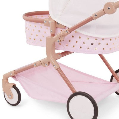 LullaBaby Double Stroller Pink Carriage with Golden Star Print