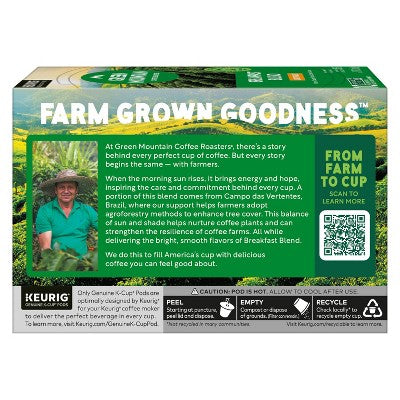 Green Mountain Light Roast Breakfast Blend Coffee Pods - 10ct