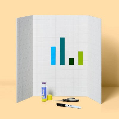 18"x24" Gridlines Tri-Fold Foam Poster Board - up&up: Trifold Presentation Display, White, EPS Material
