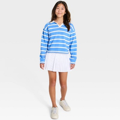 Girls' Mid Rise Pleated Active Skort - All In Motion White S