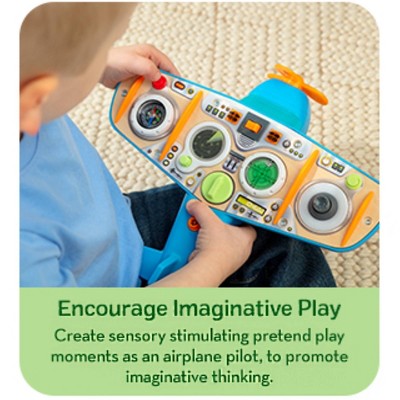 Melissa & Doug Airplane Busy Board with LED Light - Wooden Electronic Activity Board with Lights and Sounds for Sensory Play