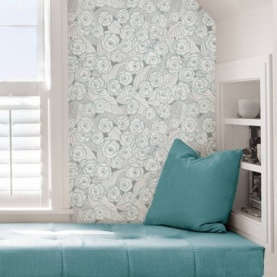 NuWallpaper Oopsie Daisy Peel and Stick Wallpaper Gray: Removable Vinyl, Self-Adhesive Floral, Modern Botanical Decor