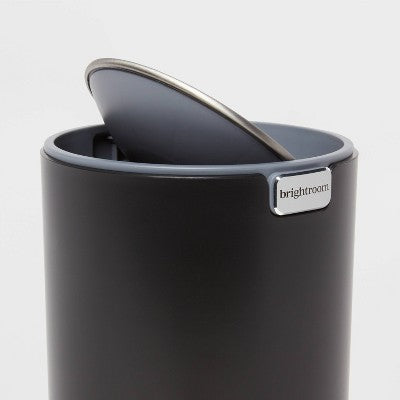 Small Desktop Wastebasket Black - Brightroom: Plastic Indoor Trash Can, 1.5L Capacity, Swing-Top, 6.49" Height