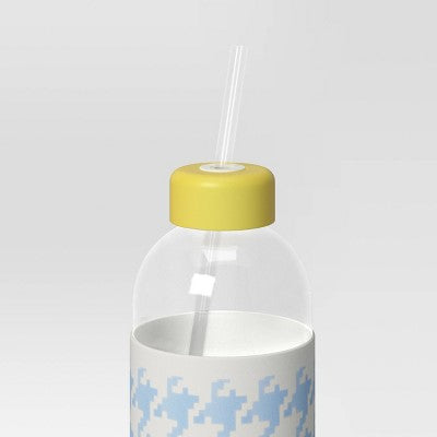 24 fl oz Straw Tumbler Blue Houndstooth - Room Essentials