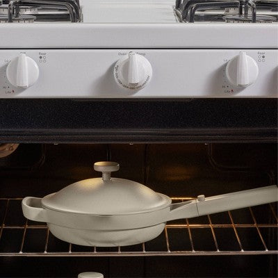Our Place 3pc Aluminum Ceramic Nonstick Mini Always Pan Set Cream: Hand Wash, Gas & Electric Compatible, 1.2L Capacity