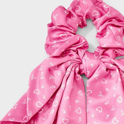 Valentines Rose Heart Bow Printed Twister with Tails - Pink