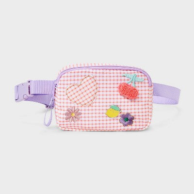 Girls' Gingham with Fruit Patches Fanny Crossbody Bag - Cat & Jack? Purple
