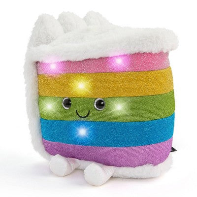 FAO Schwarz 11" Glow Brights Plush LED with Sound Rainbow Cake: Non-Animal Stuffed Toy, Polyester Material