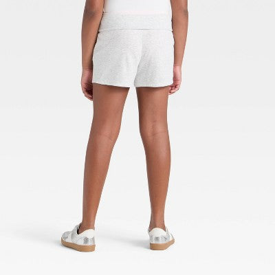 Girls' Foldover Waist Cozy Rib-Knit Shorts - art class Gray L