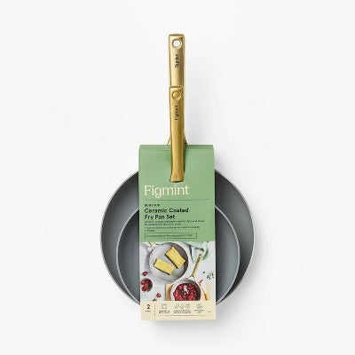 2pk Nonstick Ceramic Coated Aluminum Frying Pan Set with Champagne Handles Lavender - Figmint