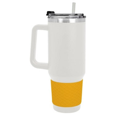 NHL Boston Bruins White Colossus Travel Mug with Team Color Silicon Gripe - 40oz