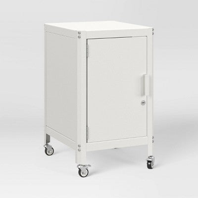 Metal Rolling Dorm Locker Storage Cabinet with Lock Chalk White - Room Essentials (LOCAL PICKUP ONLY)