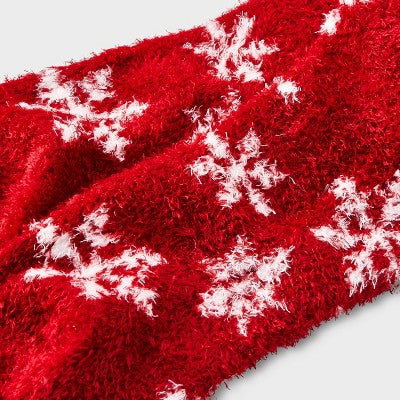 Women's Snowflake Cozy Crew Socks - Auden Red 4-10