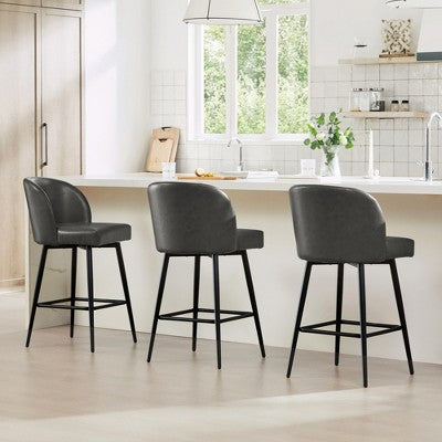 Spruce&Spring 27" Swivel Counter Height Bar Stool with Metal Legs, Set of 2, Blue Fabric (LOCAL PICKUP ONLY)