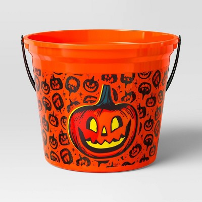 7.64" Jack Halloween Plastic Trick or Treat Pail Orange - Hyde and EEK! Boutique
