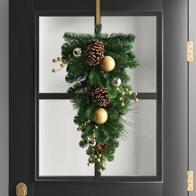 28" Decorated Pine Hanging Christmas Artificial Swag Green/Champagne Gold - Wondershop